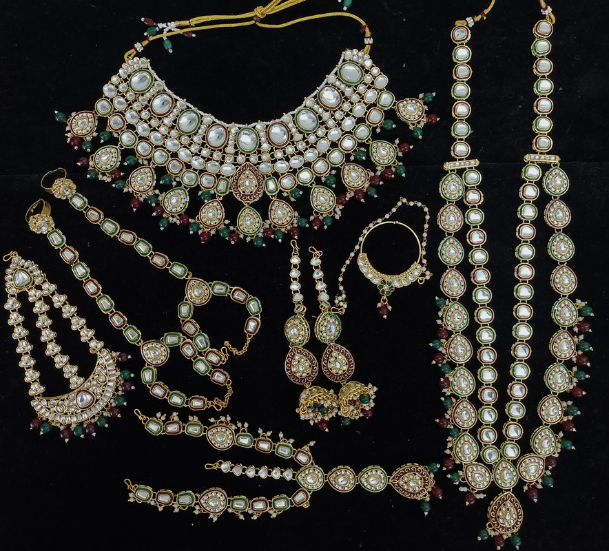 [BRIDAL 71 MG] Breathtaking Ethnic Mg Kundan Choker Necklace Earring Jewellery Set For Bride