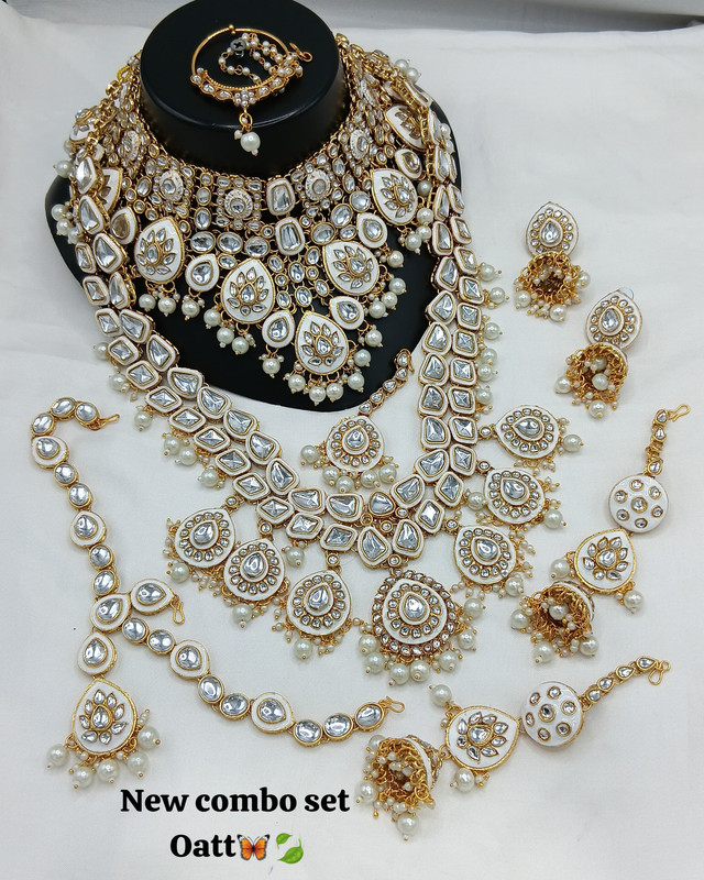 [Bridal 88 White] Magnifique Contemporary White Kundan Choker Necklace Earring Jewellery Set For Bride