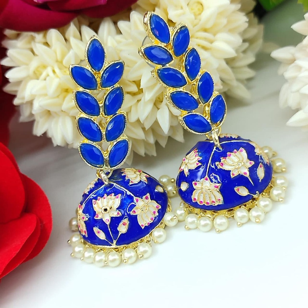 [ER21 BLUE] Radiant Haldi Meenakari Earring